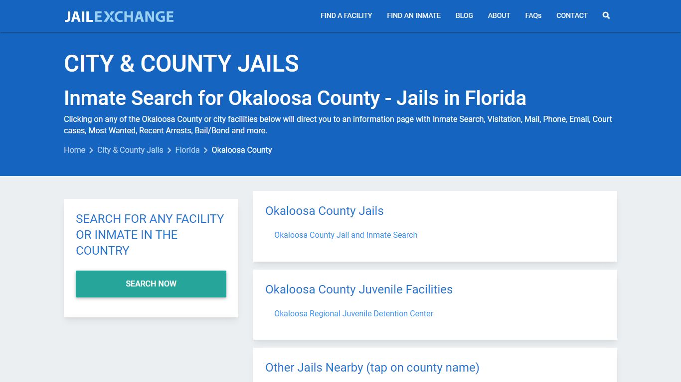 Inmate Search for Okaloosa County | Jails in Florida - Jail Exchange